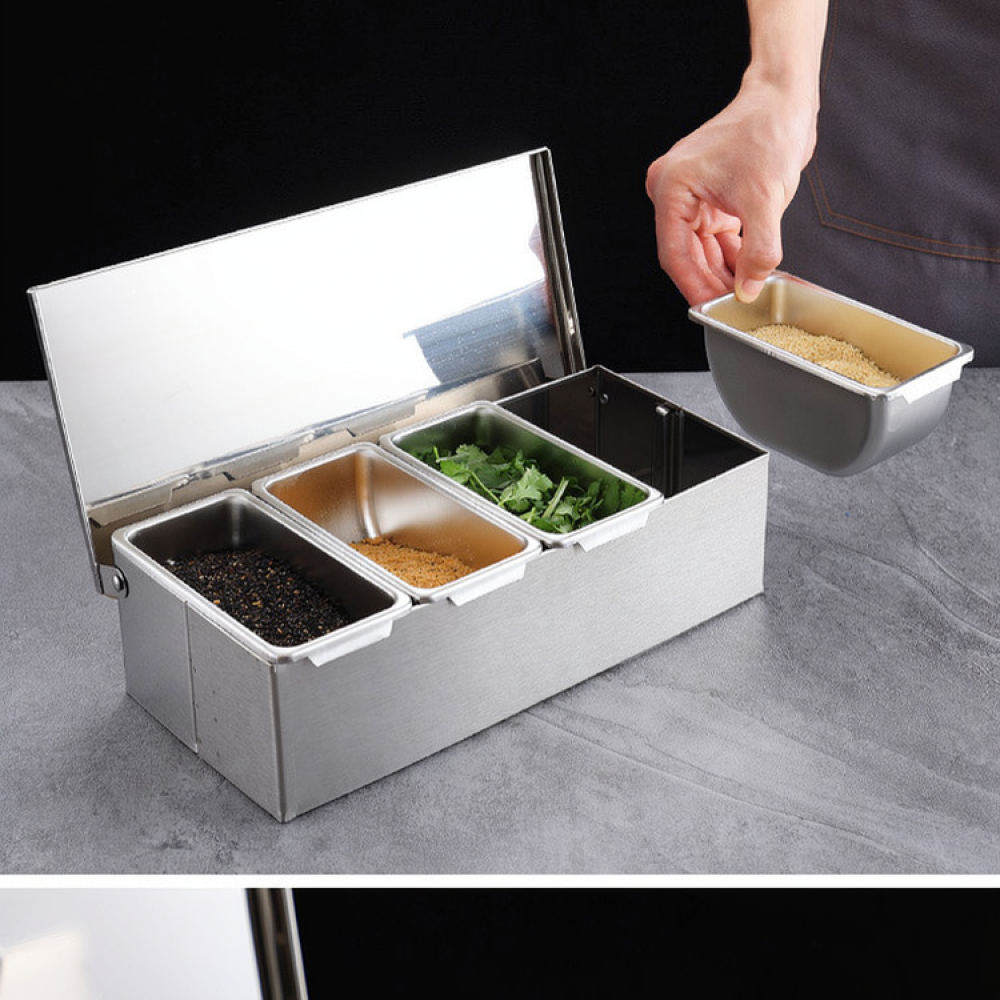 Commercial Kitchen Bin - Küchen-Gewürzorganizer-Box, robuste Aufbewahrungsbox aus Stahl mit