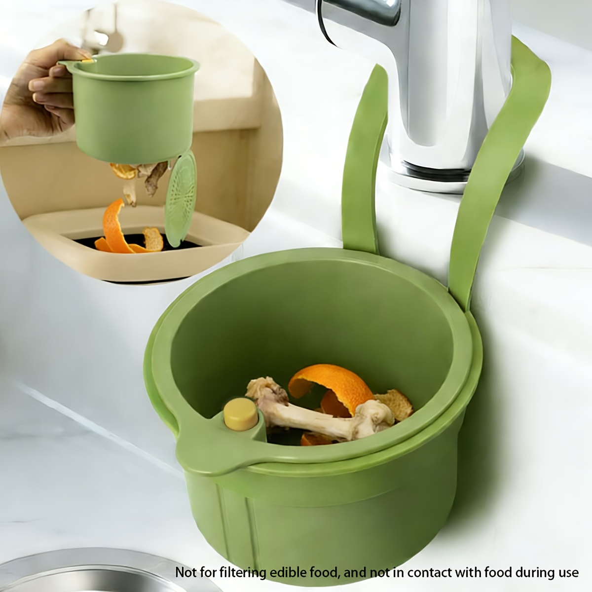 Commercial Kitchen Bin - Tragbarer Hänge-Spülbecken-Abfallfilterkorb, abnehmbarer Küchenablauf-Sieb-Organizer, Obst- und